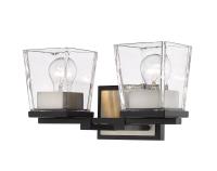 Two Light Vanity by Z-Lite - Bleeker Street Collection, Matte Black + Brushed Nickel Finish - 475-2V-MB-BN