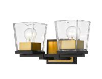 Two Light Vanity by Z-Lite - Bleeker Street Collection, Matte Black + Olde Brass Finish - 475-2V-MB-OBR