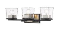 Three Light Vanity by Z-Lite - Bleeker Street Collection, Matte Black + Brushed Nickel Finish - 475-3V-MB-BN