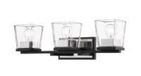 Three Light Vanity by Z-Lite - Bleeker Street Collection, Matte Black + Chrome Finish - 475-3V-MB-CH