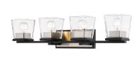 Four Light Vanity by Z-Lite - Bleeker Street Collection, Matte Black + Brushed Nickel Finish - 475-4V-MB-BN