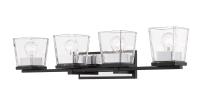 Four Light Vanity by Z-Lite - Bleeker Street Collection, Matte Black + Chrome Finish - 475-4V-MB-CH