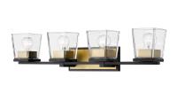Four Light Vanity by Z-Lite - Bleeker Street Collection, Matte Black + Olde Brass Finish - 475-4V-MB-OBR