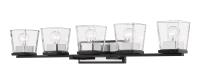 Five Light Vanity by Z-Lite - Bleeker Street Collection, Matte Black + Chrome Finish - 475-5V-MB-CH