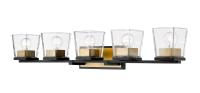 Five Light Vanity by Z-Lite - Bleeker Street Collection, Matte Black + Olde Brass Finish - 475-5V-MB-OBR