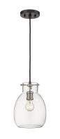 One Light Pendant by Z-Lite - Bella Collection, Matte Black + Brushed Nickel Finish - 476MP-MB-BN