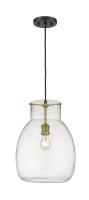 One Light Pendant by Z-Lite - Bella Collection, Matte Black + Olde Brass Finish - 476P-MB-OBR