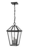 Three Light Outdoor Chain Mount Ceiling Fixture by Z-Lite - Talbot Collection, Black Finish - 579CHB-BK