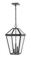 Three Light Outdoor Chain Mount Ceiling Fixture by Z-Lite - Talbot Collection, Black Finish - 579CHXL-BK