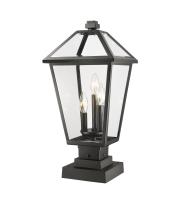 Three Light Outdoor Pier Mounted Fixture by Z-Lite - Talbot Collection, Black Finish - 579PHBS-SQPM-BK