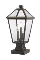 Three Light Outdoor Pier Mounted Fixture by Z-Lite - Talbot Collection, Oil Rubbed Bronze Finish - 579PHBS-SQPM-ORB
