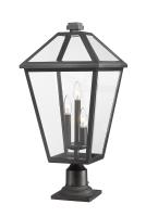 Three Light Outdoor Pier Mounted Fixture by Z-Lite - Talbot Collection, Black Finish - 579PHXLR-533PM-BK