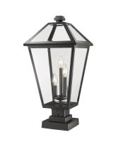 Three Light Outdoor Pier Mounted Fixture by Z-Lite - Talbot Collection, Black Finish - 579PHXLS-SQPM-BK