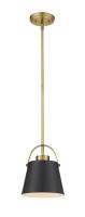 One Light Pendant by Z-Lite - Z-Studio Collection, Matte Black + Heritage Brass Finish - 726MP-MB+HBR