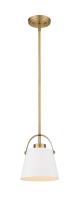 One Light Pendant by Z-Lite - Z-Studio Collection, Matte White + Heritage Brass Finish - 726MP-MW+HBR