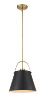 One Light Pendant by Z-Lite - Z-Studio Collection, Matte Black + Heritage Brass Finish - 726P-MB+HBR