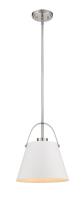 One Light Pendant by Z-Lite - Z-Studio Collection, Matte White + Brushed Nickel Finish - 726P-MW+BN