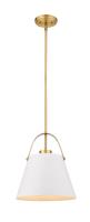 One Light Pendant by Z-Lite - Z-Studio Collection, Matte White + Heritage Brass Finish - 726P-MW+HBR