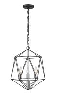 Three Light Chandelier by Z-Lite - Geo Collection, Matte Black + Chrome Finish - 918-14MB-CH