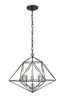 Five Light Chandelier by Z-Lite - Geo Collection, Matte Black + Chrome Finish - 918-18MB-CH