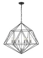 Six Light Chandelier by Z-Lite - Geo Collection, Matte Black + Chrome Finish - 918-30MB-CH