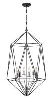 Six Light Chandelier by Z-Lite - Geo Collection, Matte Black + Chrome Finish - 918-35MB-CH