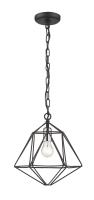 One Light Pendant by Z-Lite - Geo Collection, Matte Black + Chrome Finish - 918MP-MB-CH