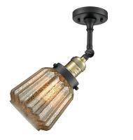 One Light Semi-Flush Mount by Innovations - Franklin Restoration Collection, Black Antique Brass Finish - 201F-BAB-G146