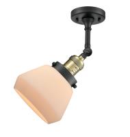 One Light Semi-Flush Mount by Innovations - Franklin Restoration Collection, Black Antique Brass Finish - 201F-BAB-G171