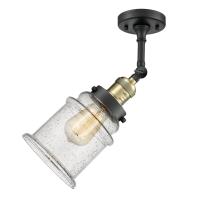 One Light Semi-Flush Mount by Innovations - Franklin Restoration Collection, Black Antique Brass Finish - 201F-BAB-G184