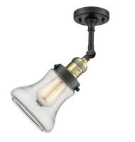 One Light Semi-Flush Mount by Innovations - Franklin Restoration Collection, Black Antique Brass Finish - 201F-BAB-G192