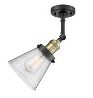One Light Semi-Flush Mount by Innovations - Franklin Restoration Collection, Black Antique Brass Finish - 201F-BAB-G64