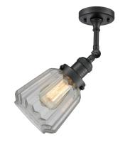 One Light Semi-Flush Mount by Innovations - Franklin Restoration Collection, Matte Black Finish - 201F-BK-G142