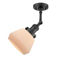 One Light Semi-Flush Mount by Innovations - Franklin Restoration Collection, Matte Black Finish - 201F-BK-G171