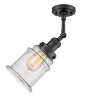 One Light Semi-Flush Mount by Innovations - Franklin Restoration Collection, Matte Black Finish - 201F-BK-G184