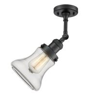 One Light Semi-Flush Mount by Innovations - Franklin Restoration Collection, Matte Black Finish - 201F-BK-G192