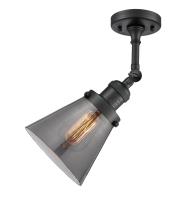 One Light Semi-Flush Mount by Innovations - Franklin Restoration Collection, Matte Black Finish - 201F-BK-G63