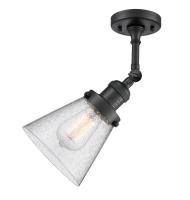 One Light Semi-Flush Mount by Innovations - Franklin Restoration Collection, Matte Black Finish - 201F-BK-G64