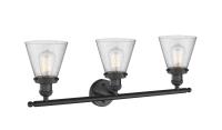 Three Light Bath Vanity by Innovations - Franklin Restoration Collection, Matte Black Finish - 205-BK-G64