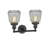Two Light Bath Vanity by Innovations - Franklin Restoration Collection, Matte Black Finish - 208-BK-G142