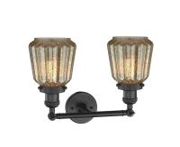Two Light Bath Vanity by Innovations - Franklin Restoration Collection, Matte Black Finish - 208-BK-G146