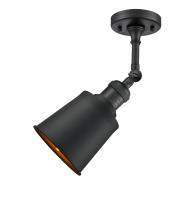 One Light Semi-Flush Mount by Innovations - Franklin Restoration Collection, Matte Black Finish - 201F-BK-M9-BK