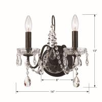 Two Light Wall Sconce by Crystorama - Butler Collection, English Bronze Finish - 3022-EB-CL-MWP