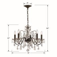 Five Light Chandelier by Crystorama - Butler Collection, English Bronze Finish - 3025-EB-CL-MWP