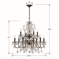 12 Light Chandelier by Crystorama - Butler Collection, English Bronze Finish - 3029-EB-CL-MWP