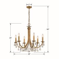 Six Light Chandelier by Crystorama - Bridgehampton Collection, Antique Gold Finish - 8826-GA-CL-MWP