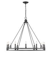 12 Light Chandelier by Z-Lite - Dennison Collection, Matte Black Finish - 4005-12MB