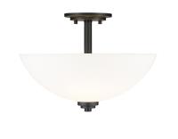 Three Light Semi Flush Mount by Z-Lite - Ashton Collection, Matte Black Finish - 443SF-MB