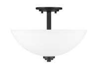 Three Light Semi Flush Mount by Z-Lite - Ashton Collection, Matte Black Finish - 443SF-MB