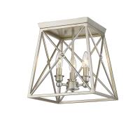 Three Light Flush Mount by Z-Lite - Trestle Collection, Antique Silver Finish - 447F11-AS